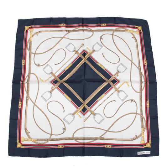 CELINE Reins Print Large Silk Scarf Multi
