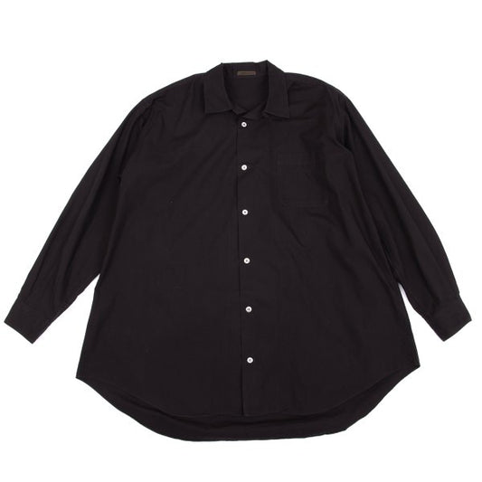 Y's for men Dyed Cotton Open Collar Shirt Dark Brown Size L