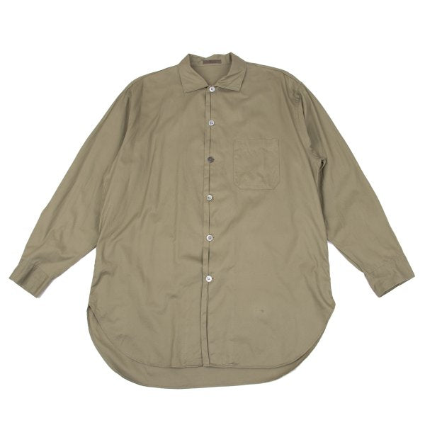 Y's for men Cotton Pleated Placket Long Shirt Beige Size L