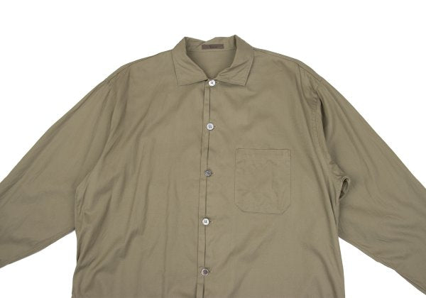 Y's for men Cotton Pleated Placket Long Shirt Beige Size L