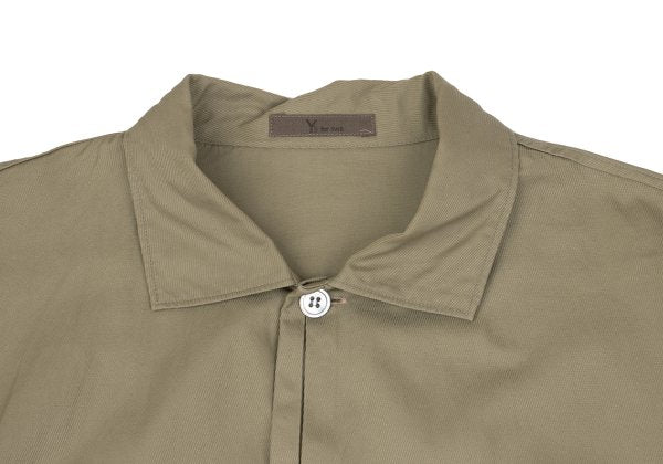 Y's for men Cotton Pleated Placket Long Shirt Beige Size L