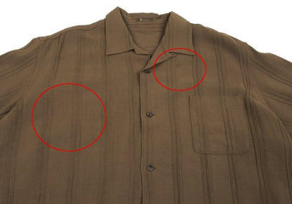 Y's for men Wool Stripe Open Collar Shirt Brown Size L