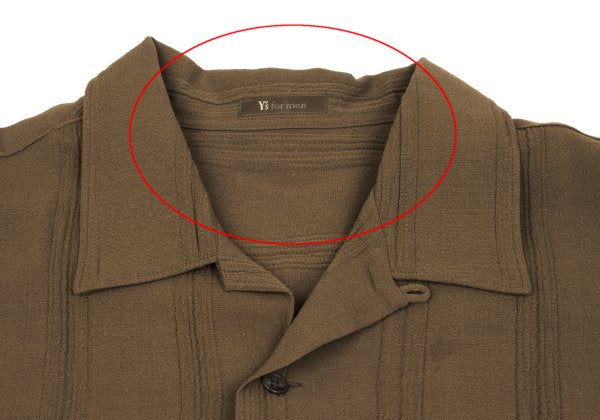 Y's for men Wool Stripe Open Collar Shirt Brown Size L