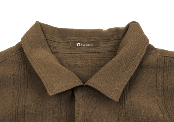 Y's for men Wool Stripe Open Collar Shirt Brown Size L