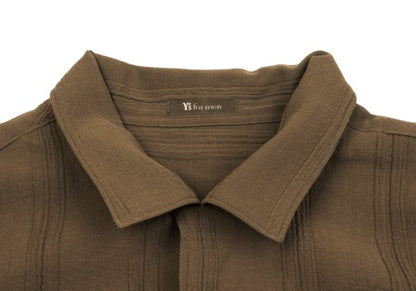 Y's for men Wool Stripe Open Collar Shirt Brown Size L