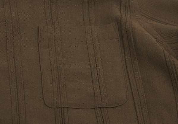 Y's for men Wool Stripe Open Collar Shirt Brown Size L