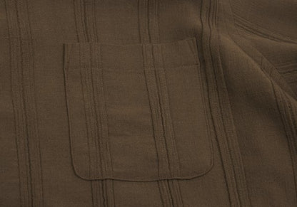 Y's for men Wool Stripe Open Collar Shirt Brown Size L