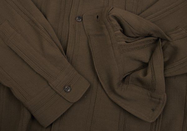 Y's for men Wool Stripe Open Collar Shirt Brown Size L