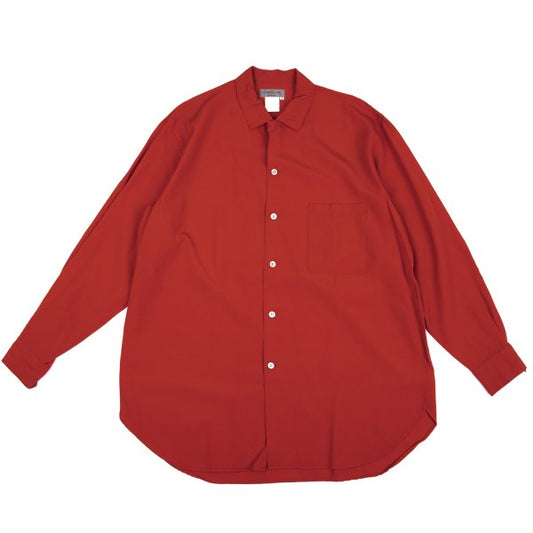 Yohji Yamamoto POUR HOMME Wool Open Collar Shirt Red Size M