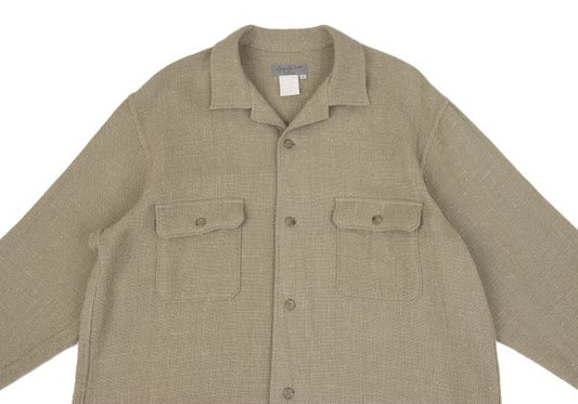 Yohji Yamamoto POUR HOMME Wool Tweed Flap Shirt Beige Size M