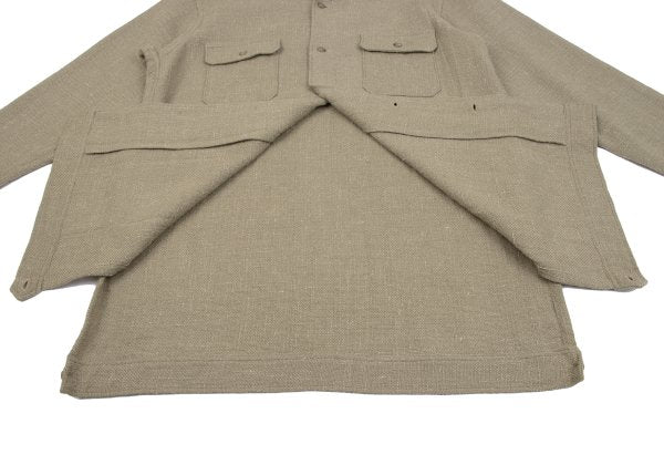 Yohji Yamamoto POUR HOMME Wool Tweed Flap Shirt Beige Size M