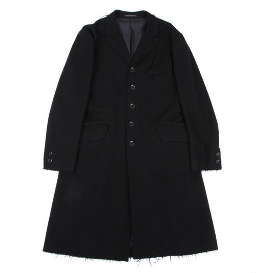 Yohji Yamamoto POUR HOMME Raw Edge Wool Coat Black Size 2