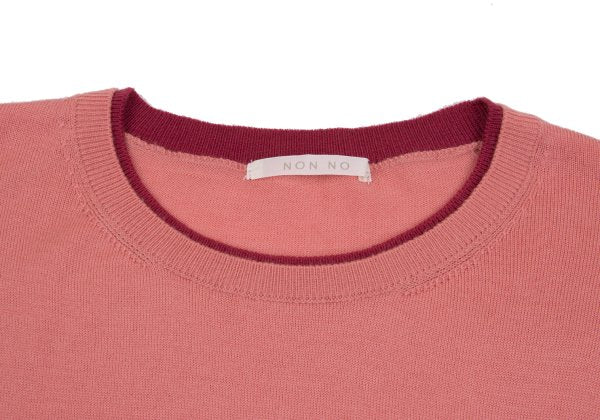 NON NO Wool Layered Design Sweater Pink Bordeaux Size M