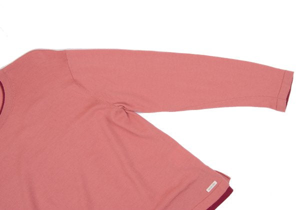 NON NO Wool Layered Design Sweater Pink Bordeaux Size M