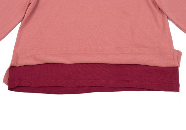 NON NO Wool Layered Design Sweater Pink Bordeaux Size M