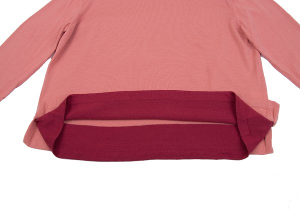 NON NO Wool Layered Design Sweater Pink Bordeaux Size M
