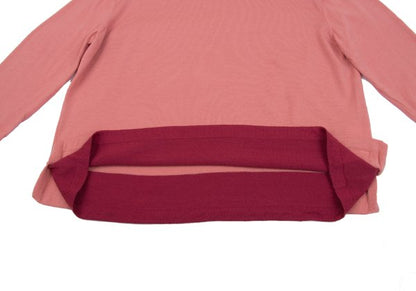 NON NO Wool Layered Design Sweater Pink Bordeaux Size M