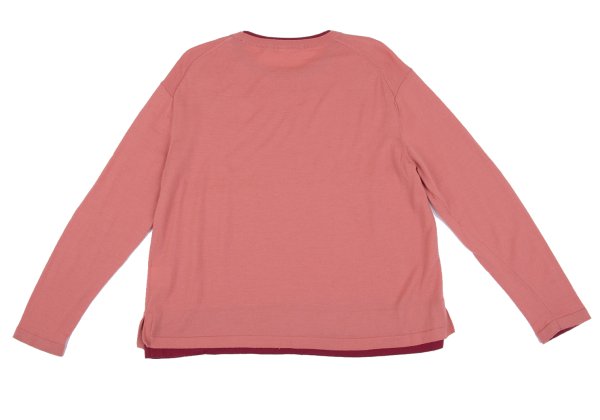 NON NO Wool Layered Design Sweater Pink Bordeaux Size M