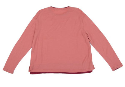 NON NO Wool Layered Design Sweater Pink Bordeaux Size M