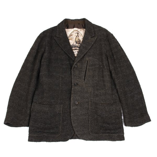 ZIGGY CHEN 23AW Heavy Linen Pocket Design Dark Brown Jacket Size 46