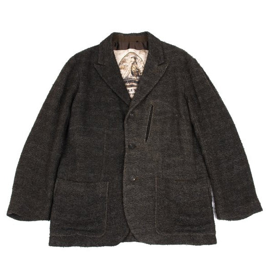 ZIGGY CHEN 23AW Heavy Linen Pocket Design Dark Brown Jacket Size 46
