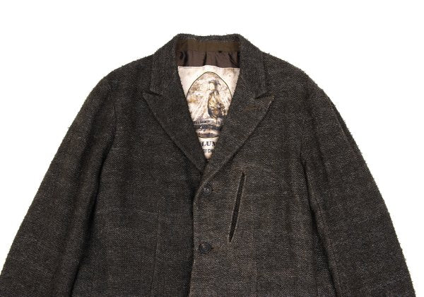 ZIGGY CHEN 23AW Heavy Linen Pocket Design Dark Brown Jacket Size 46