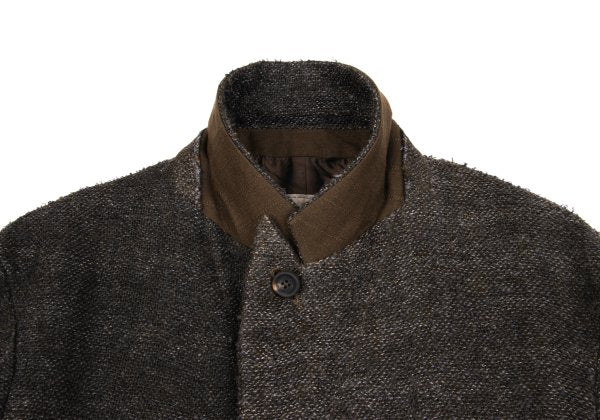 ZIGGY CHEN 23AW Heavy Linen Pocket Design Dark Brown Jacket Size 46