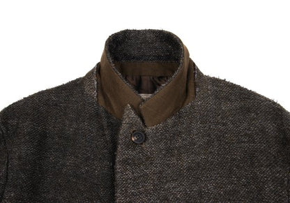 ZIGGY CHEN 23AW Heavy Linen Pocket Design Dark Brown Jacket Size 46