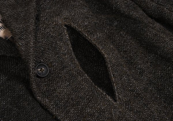 ZIGGY CHEN 23AW Heavy Linen Pocket Design Dark Brown Jacket Size 46