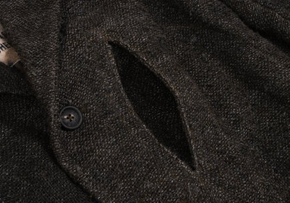 ZIGGY CHEN 23AW Heavy Linen Pocket Design Dark Brown Jacket Size 46