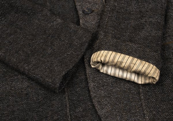 ZIGGY CHEN 23AW Heavy Linen Pocket Design Dark Brown Jacket Size 46