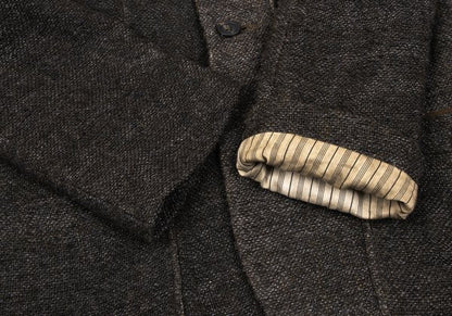 ZIGGY CHEN 23AW Heavy Linen Pocket Design Dark Brown Jacket Size 46