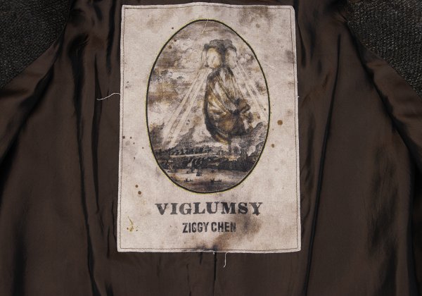 ZIGGY CHEN 23AW Heavy Linen Pocket Design Dark Brown Jacket Size 46