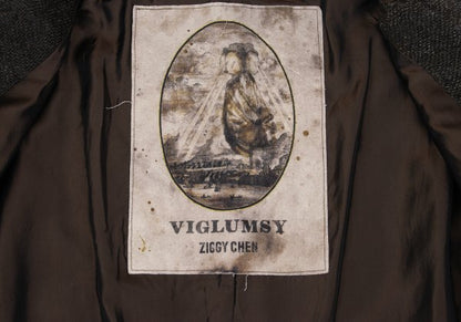 ZIGGY CHEN 23AW Heavy Linen Pocket Design Dark Brown Jacket Size 46