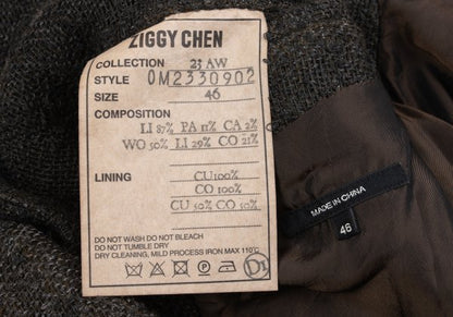 ZIGGY CHEN 23AW Heavy Linen Pocket Design Dark Brown Jacket Size 46