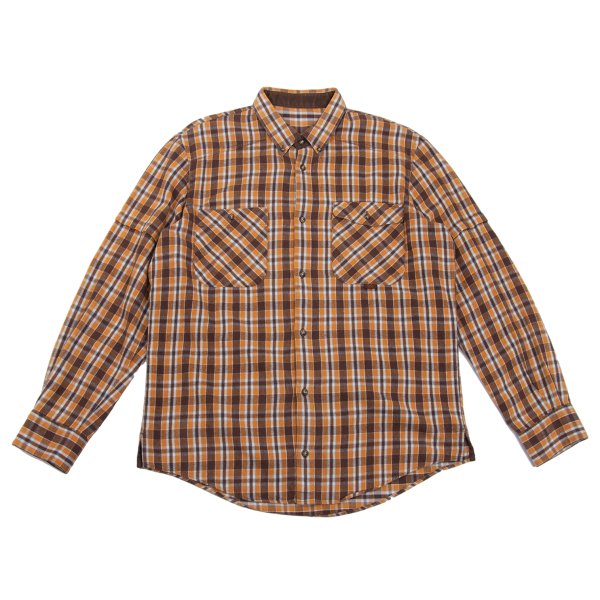 PAPAS&SONS Cotton Check BD Flannel Shirt Orange Bdx Size 48M