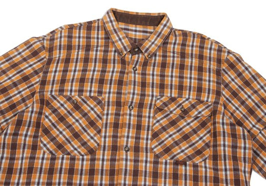 PAPAS&SONS Cotton Check BD Flannel Shirt Orange Bdx Size 48M