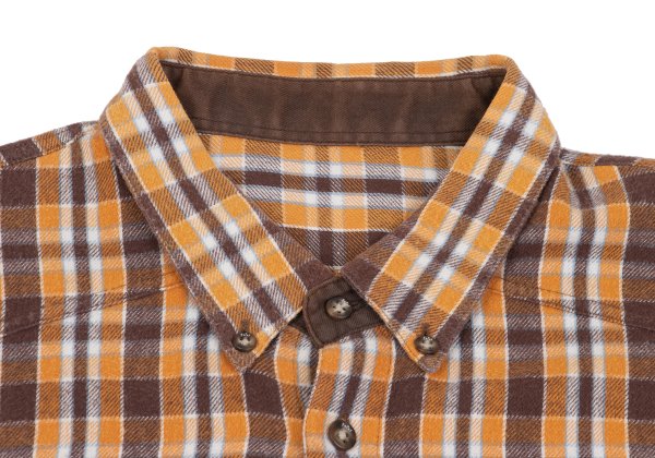 PAPAS&SONS Cotton Check BD Flannel Shirt Orange Bdx Size 48M