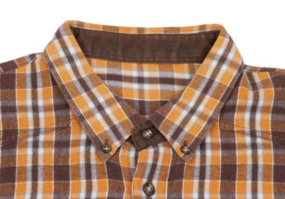 PAPAS&SONS Cotton Check BD Flannel Shirt Orange Bdx Size 48M