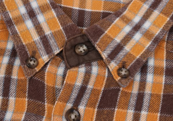 PAPAS&SONS Cotton Check BD Flannel Shirt Orange Bdx Size 48M