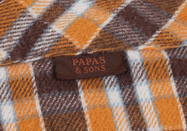 PAPAS&SONS Cotton Check BD Flannel Shirt Orange Bdx Size 48M