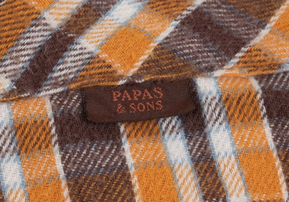 PAPAS&SONS Cotton Check BD Flannel Shirt Orange Bdx Size 48M