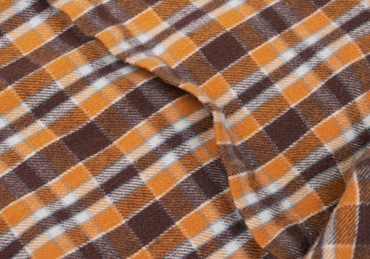 PAPAS&SONS Cotton Check BD Flannel Shirt Orange Bdx Size 48M