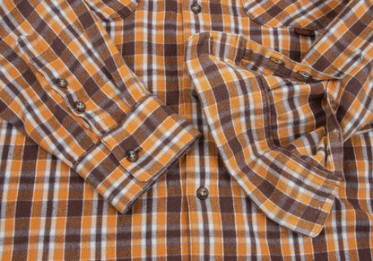PAPAS&SONS Cotton Check BD Flannel Shirt Orange Bdx Size 48M
