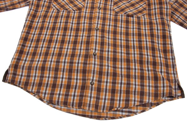 PAPAS&SONS Cotton Check BD Flannel Shirt Orange Bdx Size 48M