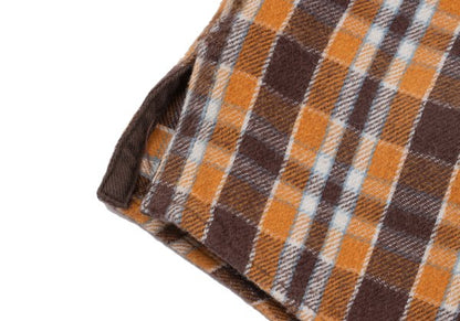 PAPAS&SONS Cotton Check BD Flannel Shirt Orange Bdx Size 48M