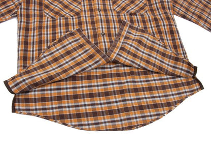 PAPAS&SONS Cotton Check BD Flannel Shirt Orange Bdx Size 48M