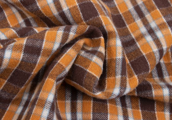 PAPAS&SONS Cotton Check BD Flannel Shirt Orange Bdx Size 48M