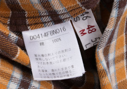 PAPAS&SONS Cotton Check BD Flannel Shirt Orange Bdx Size 48M