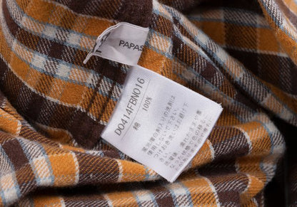 PAPAS&SONS Cotton Check BD Flannel Shirt Orange Bdx Size 48M